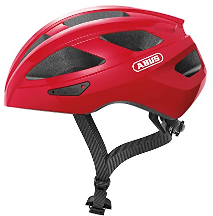 ABUS Rennradhelm Macator - sportiver Fahrradhelm für Einsteiger - auch für Zopfträger/-innen - für Damen und Herren - Rot, Größe S