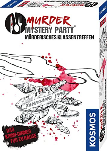 KOSMOS 695170 Murder Mystery Party - Mörderisches Klassentreffen, Das Krimi-Dinner für zu Hause, Komplett-Set für 8 Personen ab 16 Jahren, Partyspiel, unterhaltsames Gesellschaftsspiel