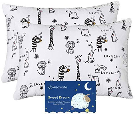 Baby Toddler Pillowcase, Cot Bed Pillow Pair Cases 40 x 60cm, 2 Pack 100% cotton Pillow Cover for Boys Girls Kids Bedding, Envelope Closure Machine Washable Travel Pillow Pillowcase