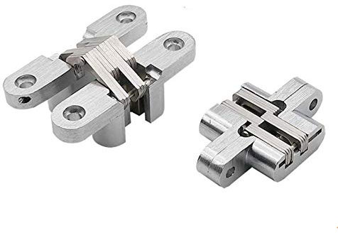 KAIISSA 2 PCS Cerniera a Croce Nascosta Cerniera Invisibile per Porta Cerniera a Scomparsa Pieghevole a 180 Gradi Cerniera Invisibile a Croce in Lega di Zinco per Ferramenta per Porta con Viti