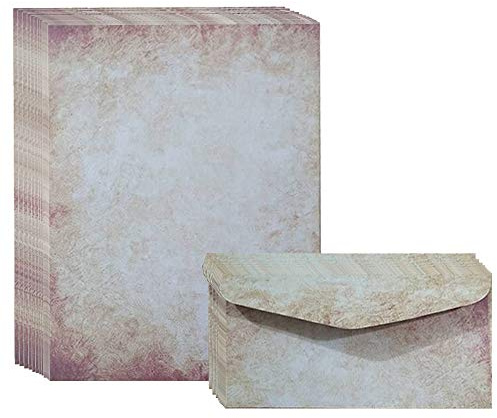 Carta da Lettere per Scrivere, 20 Pezzi Set Busta e Cancelleria, Carta da Lettere A4, Busta Vintage, Carta da Lettere Spessa, Stampabile, Disponibile su Entrambi i Lati, per Posta, Inviti, Ufficio