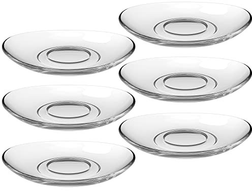 Leonardo Napoli 024204 - Set di 6 piattini in vetro lavabili in lavastoviglie, per bicchieri da caffè e latte macchiato Napoli, Ø 14 cm