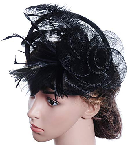 Kopfschmuck Damen Haarreif Vintage Fascinator Hut Feder Haarschmuck Blume Headwear Mesh Damenhut Fasching Bankett Hut Elegant Haar Clip Karneval Partyhut Cocktail Hochzeitszubehör Hochzeit Party