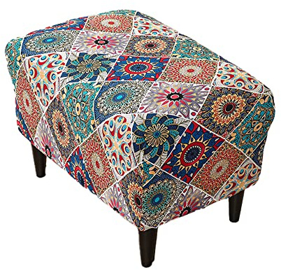 Highdi Ottomane Schonbezug Hockerbezug, Hocker Husse für Fußhocker Rechteckig, Stretch Bezug Ottomane Abdeckung Überzug Hocker Protector Waschbar Hockerabdeckung (Stechapfelblüten,XL)