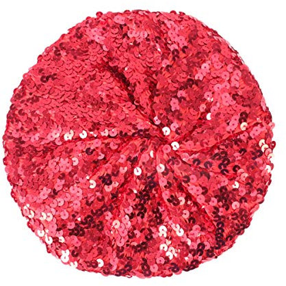 SOIMISS Pailletten Hut Rot Damen Baskenmütze Glitzer Mütze Party Tanz Kostüm Accessoires Leicht Tragbar