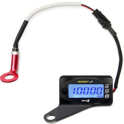 Motorcykel 4-i-1 multifunktionsmätare mini 4 meter (RPM varvräknare + cylinderhuvudtemp+voltmeter + klocka) 4-i-1 multifunktionsmätare, digital multimeter, motor temperaturmätare (10 mm, vänster)