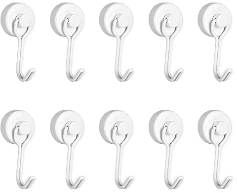 Aipudun Magnethaken, 10 Stück Schwarz Magnethaken Extra Stark,20mm Black Magnet Haken,Magnet Haken Drehbar hält 30LBS (13KG) Super Starker Magnete mit Haken Drehbar und Schwenkbar (Milky white)