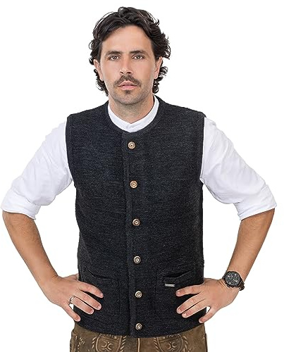 Aaron - Gilet da uomo in maglia, in lana, colore grigio/antracite, antracite., M