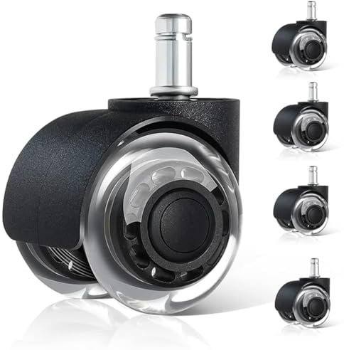 Rotelle Universali per Sedia Ufficio (11x22mm) Set di 5 Silenziose Liscio AntiGraffio Ruote Girevoli per Sedia Proteggere Pavimenti (Nero)