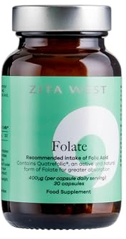 Zita West Premium Folate (L-Methylfolate) 400µg - Quatrefolic® Formula for Pre-Conception & Pregnancy - 30 Vegan Capsules