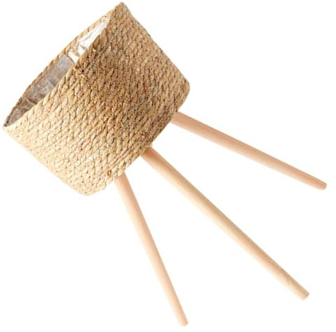 BESPORTBLE Geflochtener Pflanzenkorb Mit Holzbeinen Für Innenbereich Pflanzentopfständer Als Blumenkorb Blumenarrangementhalter Geeignet Für Wohnzimmer Küche Balkon Und Garten