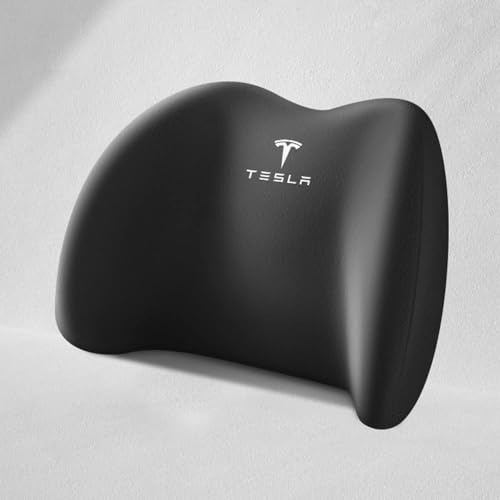 OZWALN Car Lumbar Support Cushion for Tesla Model 3 Model Y Model S Model X Ergonomic Back Support Cushion Back Cushion Lumbar Cushion Emblem Lumbar Support Cushion Accessories,Black