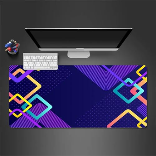 QiHon Gaming Mauspad XXL Lila Kurve Großes Mauspad Schreibtischauflage mit Vernähte Kanten Einer speziellen Oberfläche verbessert Geschwindigkeit und Präzision 900x400x2mm