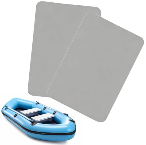 Tissting 2 Stück PVC Schlauchboot Flicken Reparaturset 20x12cm Grau | Zuschneidbare Wasserdichte Reparaturflicken für Kajak Kanu Luftmatratze Pool Zelt Plane Markise