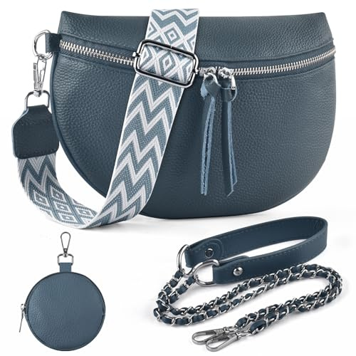BROTOU Leder Handy Umhängetasche Echtes Crossbody Bag mit 2 Breitem Schultergurt Kartenhalter, mit Kleine Ledertasche Schwarz UmhäNgetasche Damen Leder UmhäNgetasche Damen, Kleine Umhängetasche Damen
