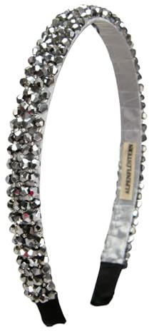 Alpenflüstern Trachten-Haarreif Glitzerperlen schmal - Damen Haarschmuck, Haarband rutschfest fürs Dirndl (grau) ADV150