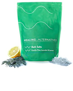 Healing Alternatives Bath Salts, 1kg | Pumilio Pine with Lavender & Lemon | Premium Dead Sea Salt Flakes Rich in Magnesium & 21 Minerals | Brain Fog, Joint Mobility & Skin Support | Menopause Support