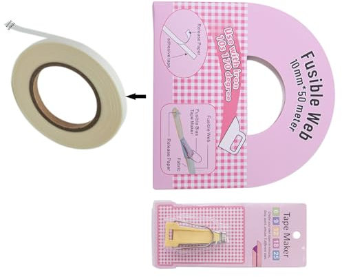 Obotsnoi Schrägbandformer und schmelzbares Schrägband-Set, 0,5 m lang, zum Aufbügeln, zum Nähen, Schneidern, Basteln