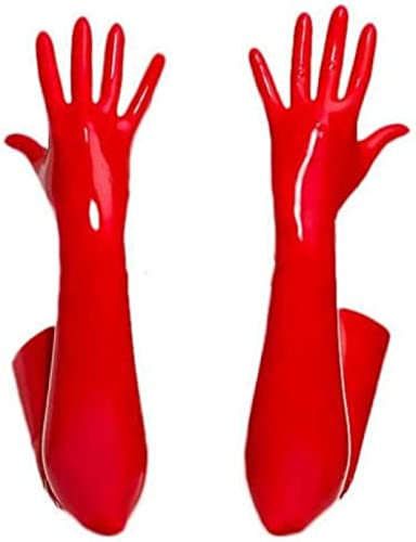 GOOZHI Guantes de caucho para el hogar, Guantes largos de látex moldeados en rojo, talla XX-Large.(XXL)