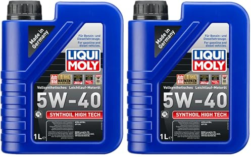 LIQUI MOLY Synthoil High Tech 5W-40 | 1 L | vollsynthetisches Motoröl | Art.-Nr.: 1306, farblos (Packung mit 2)