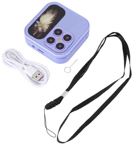 Mtlavishness 2G Flip Tiny Cell Phone for Seniors Dual Nano SIM FM Radio Media Player LED Flashlight HD cámara trasera Flip Smallest teléfono móvil con cordón (púrpura)