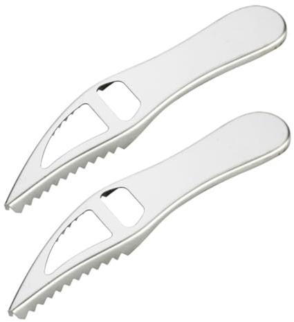 EXHUMKY Fischschupper Aus Edelstahl 304 Doppelreihiges Zahn Design Mit Aufhängeloch Küchenhelfer Für Fischreinigung Rostfrei Leicht Zu Reinigen