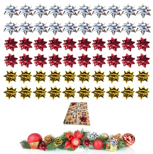 Nudos De Regalo Autoadhesivos,60 Piezas Mini Lazos De Regalo,Lazos Decorativos,Lazos Decorativos Para Embalaje De Regalo,Metálicos Colores Nudos Y Cintas,Para Embalaje De Regalo,Boda,Cumpleaños