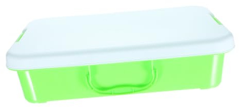 WOONEKY Portable Handheld Sand Tray with Lid Small Sandbox Storage Box for Outdoor Organizer and Easy Carry Green and White Plastic Container