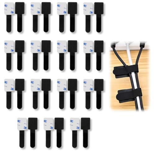 ZORVYN 30 sujetacables autoadhesivos, cierre de gancho y bucle, reutilizables y suaves (interior 3,5 cm)