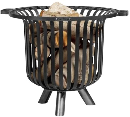 BENE ON FIRE Brasero redondo de 60 cm de diámetro de acero | Cesta de fuego para jardín | Brasero con cesta | Brasero para exteriores