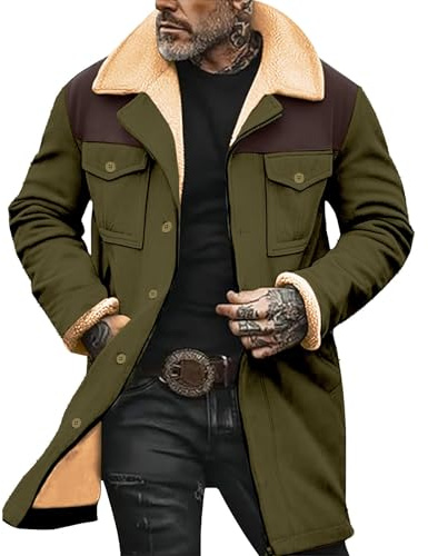 Cappotto Uomo Lungo Elegante in Pile Oversize Cappotti con Full Zip Tinta Unita Calda Giacca con Tasche Sportivo Autunno Inverno Giubbotto Elegante Jacket Casual Comoda Coat Alla Moda Regular Fit