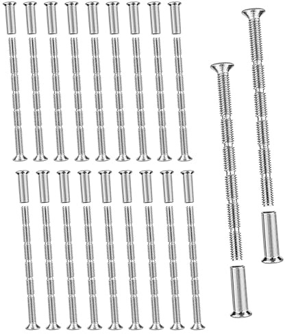 Jovrelant 20 Pcs M4 Door Handle Bolt Through Fixings, M4 Door Handle Fixing Screw Connecting Bolts and Sleeves Nickel Plated, M4Door Handles Screws for Doors Handles Cabinet Drawers