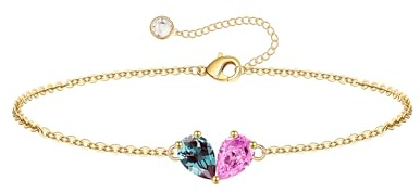 Turandoss Giugno Bracciale Donna Oro con Pietra di Nascita Bracciale Cuore Ragazza Donna Alessandrite Pietra di Nascita Regalo Compleanno Ragazza Amica Fidanzata Mamma Sorella Gioielli Regalo per Lei