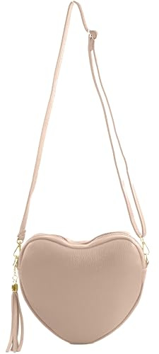 modamoda de T267 Damen Leder Herz Umhängetasche Schultertasche, handmade in Italy