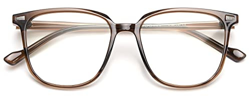 KOOSUFA Mode Blaulichtfilter Brille Damen Herren Retro TR90 Groß Brillengestelle Anti Blaulicht Brillen Ohne Stärke Computerbrille Dekobrille Gaming Brille mit Etui