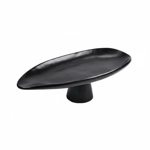 predolo Frutero de Resina con Pedestal Diseño Elegante Frutero Moderno con Base Multiusos Vaciabolsillos para Recibidor para Comedor, Entrada, Oficina, Negro, L