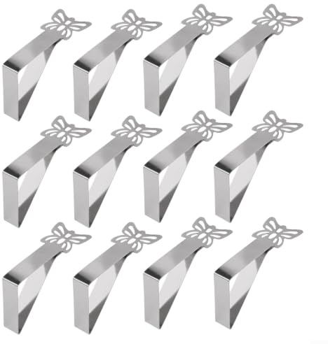 Heavy Duty Tablecloth Clips Stainless Steel, 12 Pack Butterfly Design Table Cover Holders for Outdoor Indoor Use, Secure Grip for Rectangular Round Tables up