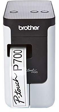 Brother PT-P700 Label Maker, USB 2.0, P-Touch Label Printer, Portable, Up to 24mm Labels, Includes AC Adapter/USB Cable/24mm Black on White Tape Cassette, UK Plug
