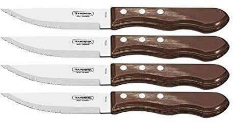 Tramontina Churrasco Coltelli da Bistecca Jumbo 5 Pollici, Acciaio Inossidabile, Marrone, 4 Pezzi, 10 unità