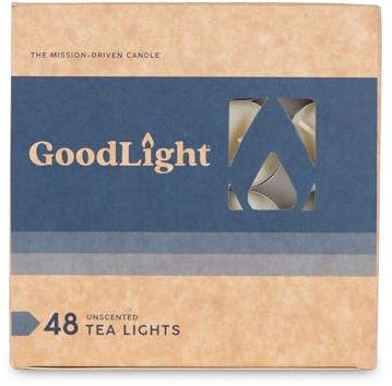 GoodLight Unscented Vegan and Paraffin-Free Tea Light Candles (48 Candles)