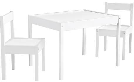 Baby Relax Hunter Juego de mesas y sillas para niños, 3 Piezas, Blanco