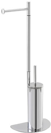 Piantana Bagno salvaspazio in acciaio, disponibili in 2 colorazioni, base ergonomica salvaspazio (Cromo, Portascopino)