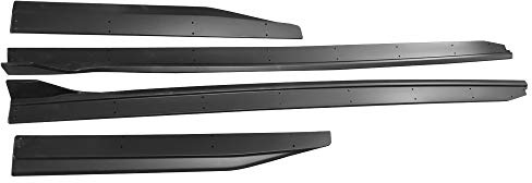 IKON MOTORSPORTS, Side Skirts Compatible With 2015-2023 Ford Mustang, GT500 Style Matte Black Side Skirt Extension Rocker Panel Driver Passenger Side 4PC