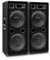 auna Pro PW - Passive PA-Lautsprecher PA-Boxen, 2er-Set: 2 x PA-Box, 2 x 38 cm (15) Subwoofer, Belastbarkeit: 750 Watt RMS / 1500 Wmax., 3-Wege-Bauweise, Piezo-Hochtöner, Horn-Mitteltöner, schwarz