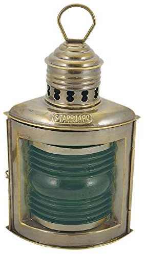 Positionslampe Steuerbordlampe antik grün Schiffslampe Messing 23cm Petroleumbrenner Steuerbord Lampe