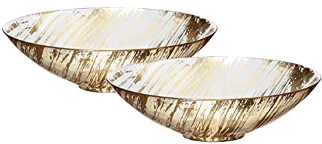CRISTALICA Schale Obstschale Konfektschale Golden Dust Gold Klar Glas 2er Set (27 cm) – Osterdeko, Obstschale, Schüssel, Schüssel Set für Tisch & Wohnraum