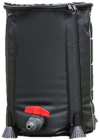 Regenwasserfass, DIY Bausatz, Tragbar Regenwassertank, Plastik Draussen Heim Zisterne Tank, Mit Filter Hahn Überlauf-Kit,Schwarz,1000L/120 * 88CM