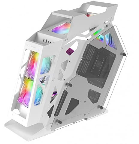 Mars Gaming MCV-One, Boîtier Gaming ATX, Double Verre Trempé Continu, Ventilateur FRGB 12cm, Structure à Double Chambre, Moyen-Tour PC Compact, Support Refroidissement Liquide jusqu'à 240mm, Blanc