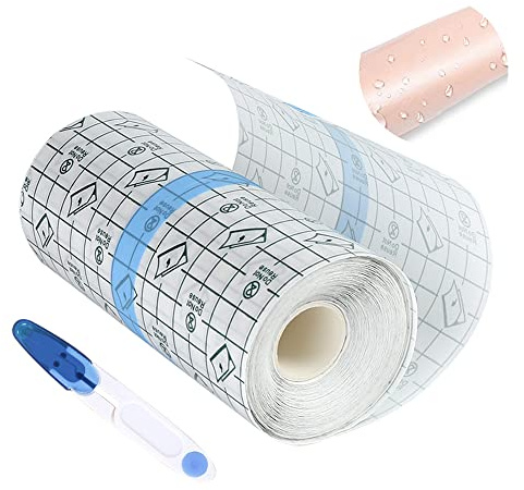CJBIN Benda Trasparente Impermeabile, 15cmx10m Pellicola per Tatuaggi, Cerotti Elastici di Fissaggio Bendaggio AntiallergicoTattoo Bandage per lo Sport, il Nuoto, la Protezione del Tatuaggio