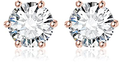 JewelryPalace 1-6ct Orecchini a Bottone Donna Argento 925 con Cubica Zirconia, Piercing Orecchini a Lobo Donna con Pietra a Taglio Rotondo, Orecchini Solitario in Tre Ori Set Gioielli Donna